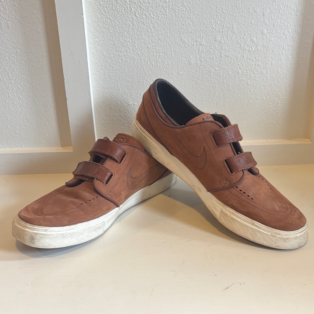 Janoski Slip on Skateboard Shoes Men's Brown Sneakers with Velcro Straps